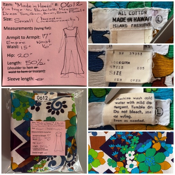🌺 Vintage Hawaiian Barkcloth Dress Mod Print Tiki 🌺 - Picture 12 of 13